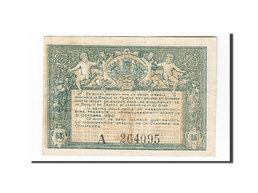 Banconote, Pirot:32-5, BB, Bourges, 50 Centimes, 1915, Francia