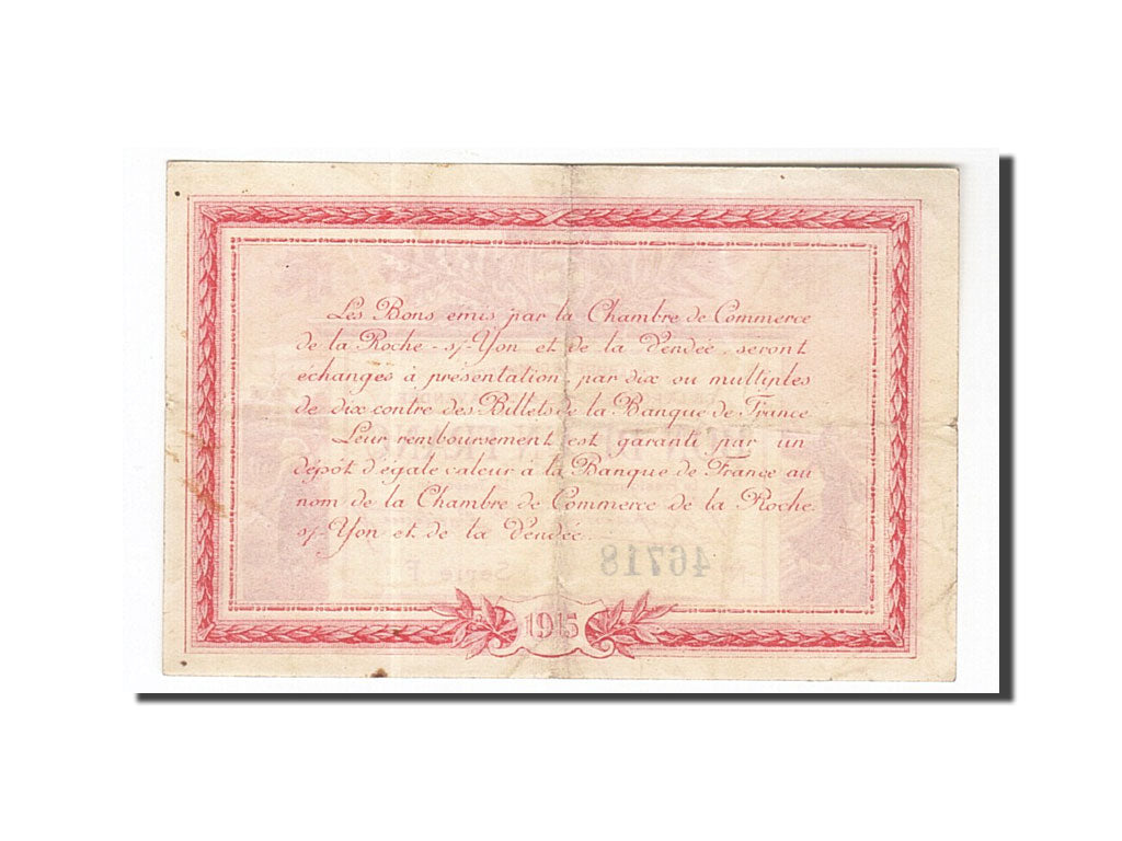 Banconote, Pirot:65-17, BB+, La Roche-sur-Yon, 1 Franc, 1915, Francia