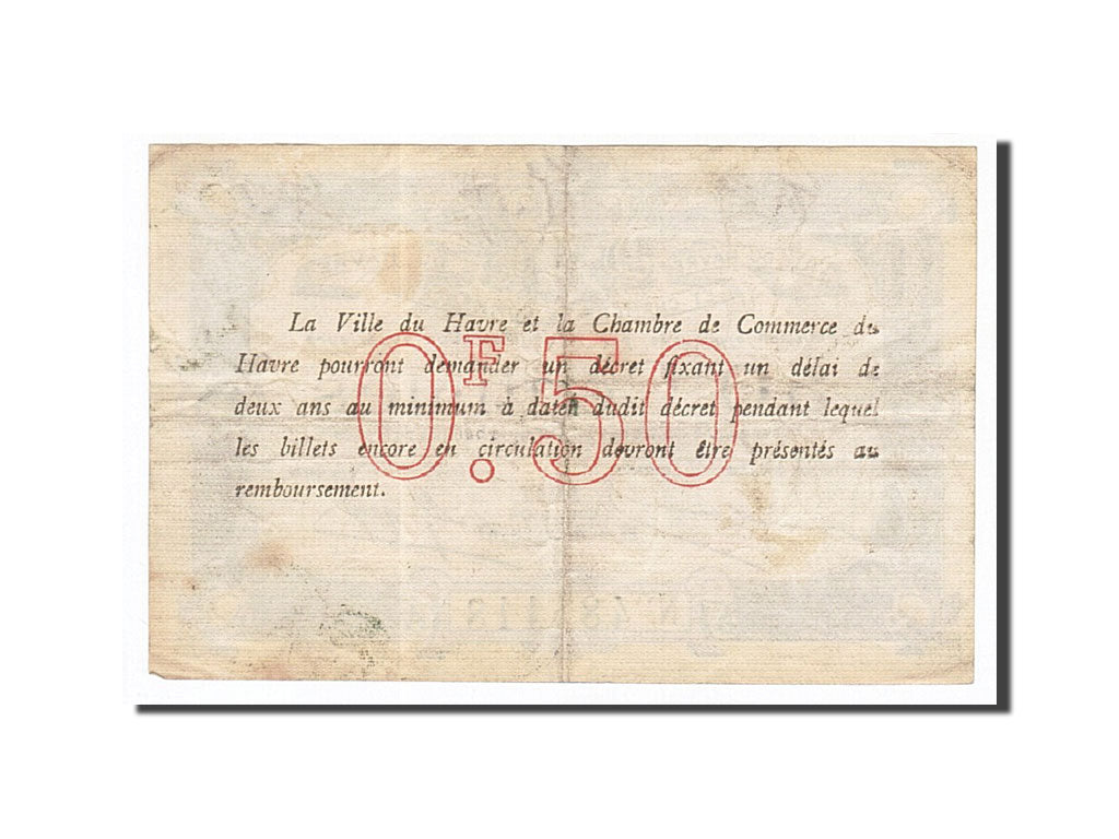 Geldschein, Frankreich, Le Havre, 50 Centimes, 1917, SS, Pirot:68-17