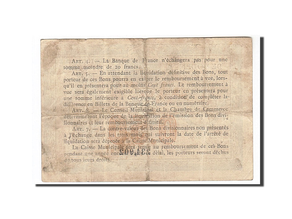 Banknote, Pirot:110-1, 50 Centimes, France, EF(40-45), Rouen