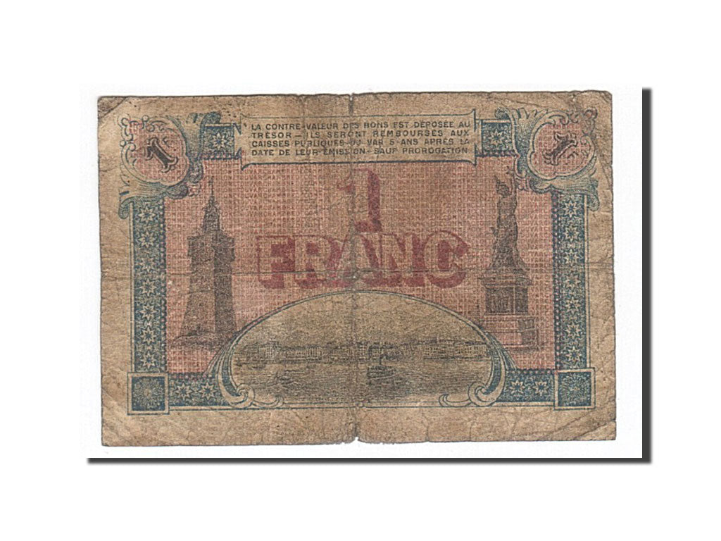Banknot, Francja, Toulon, 1 Franc, 1917, F(12-15), Pirot:121-24