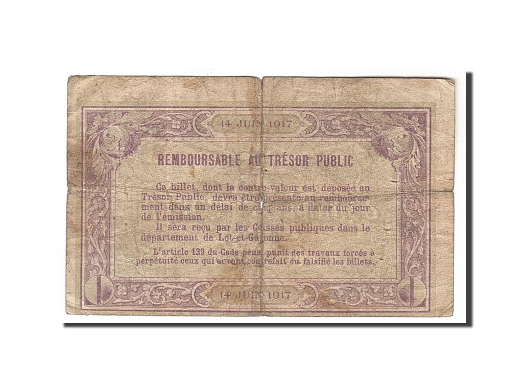 Billete, 2 Francs, Pirot:2-11, 1917, Francia, RC+, Agen