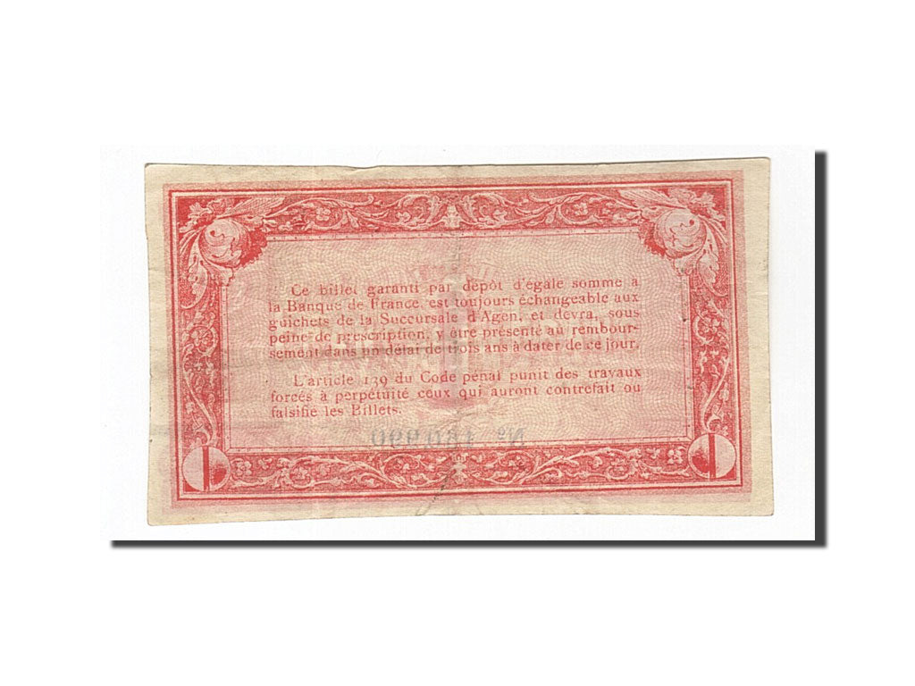 Billete, 1 Franc, Pirot:2-3, 1914, Francia, MBC+, Agen
