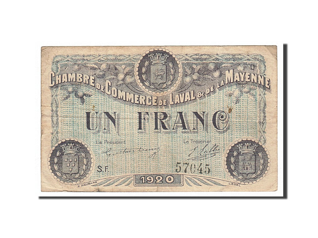 Banknote, Pirot:67-5, 1 Franc, 1920, France, VF(30-35), Laval