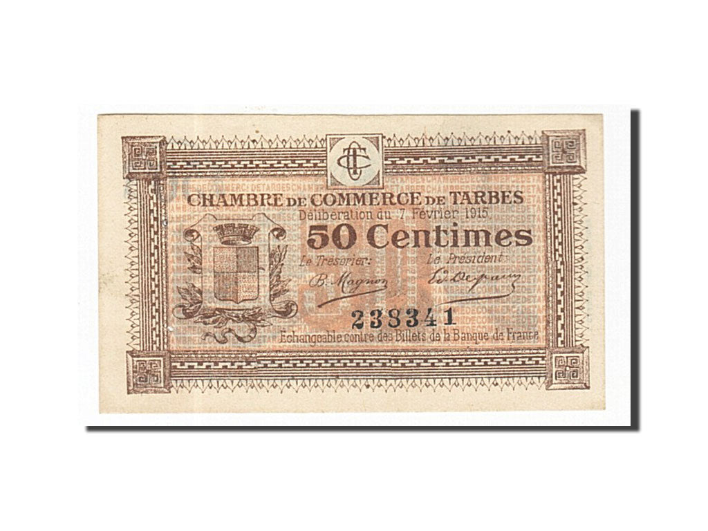 Billete, 50 Centimes, Pirot:120-1, 1915, Francia, EBC+, Tarbes