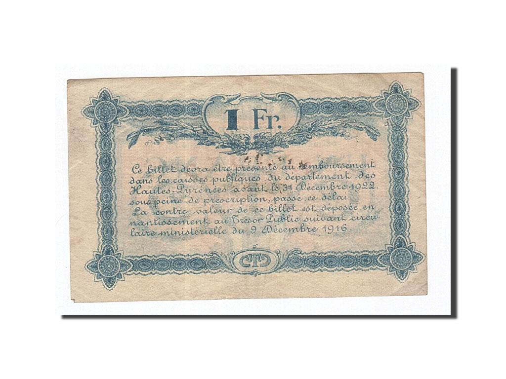 Banconote, Pirot:120-18, BB, Tarbes, 1 Franc, 1917, Francia