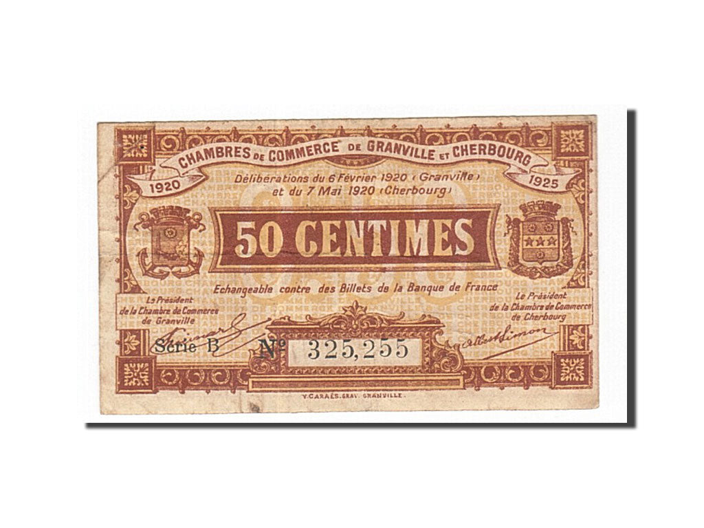 Banknote, Pirot:61-1, 50 Centimes, 1920, France, EF(40-45), Granville et