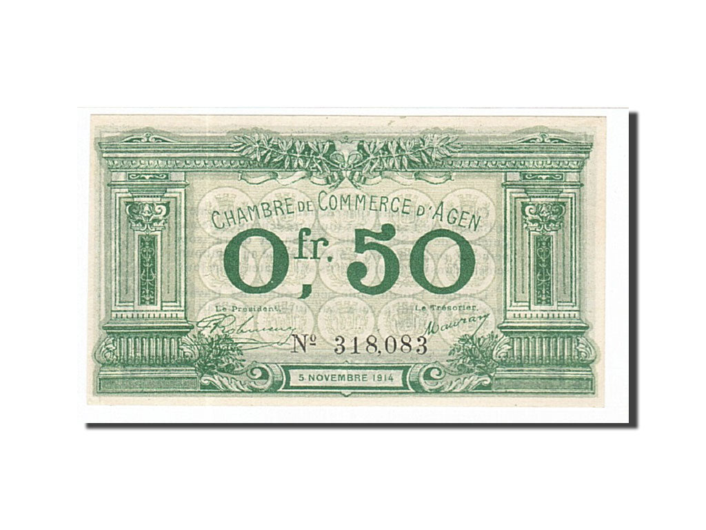 Billete, 50 Centimes, Pirot:2-1, 1914, Francia, UNC, Agen