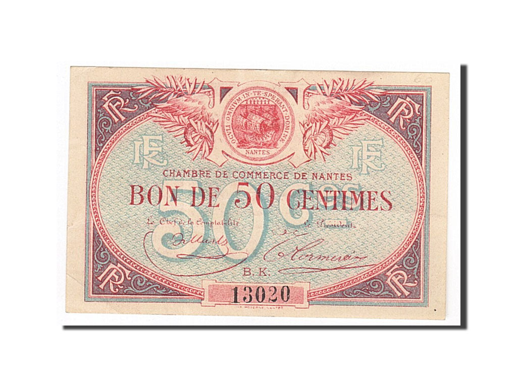 Banknote, Pirot:88-22, 50 Centimes, France, AU(55-58), Nantes