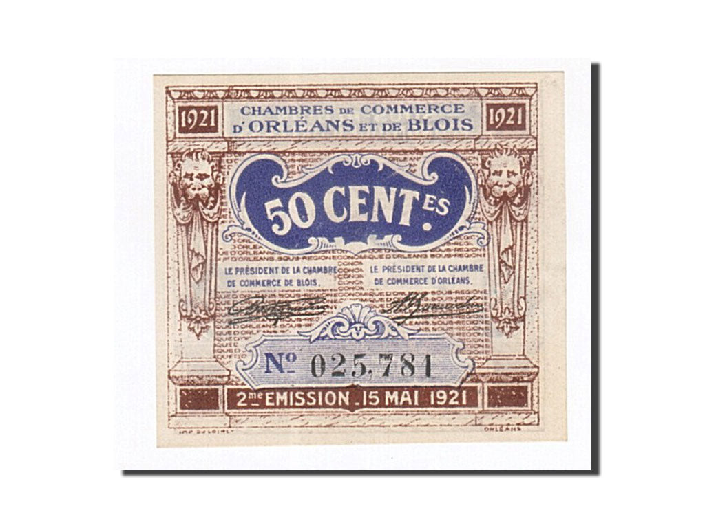 Billete, 50 Centimes, Pirot:96-5, 1921, Francia, UNC, Orléans et Blois