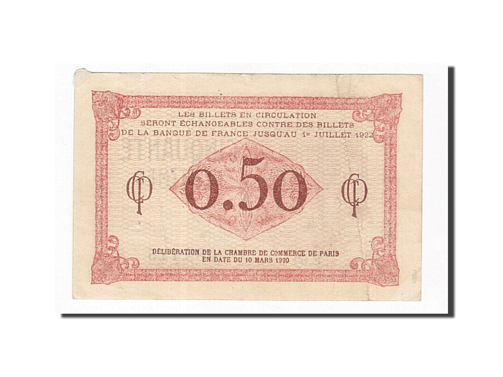 Banknote, Pirot:97-10, 50 Centimes, 1920, France, EF(40-45), Paris