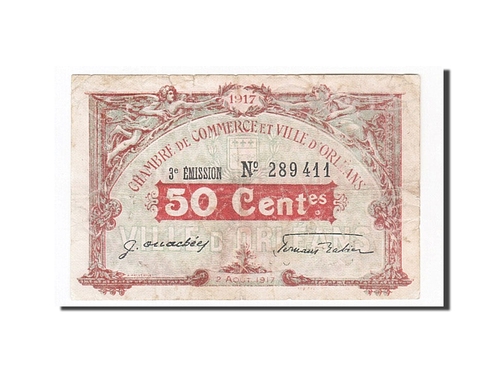Banknote, Pirot:95-16, 50 Centimes, 1917, France, VF(30-35), Orléans