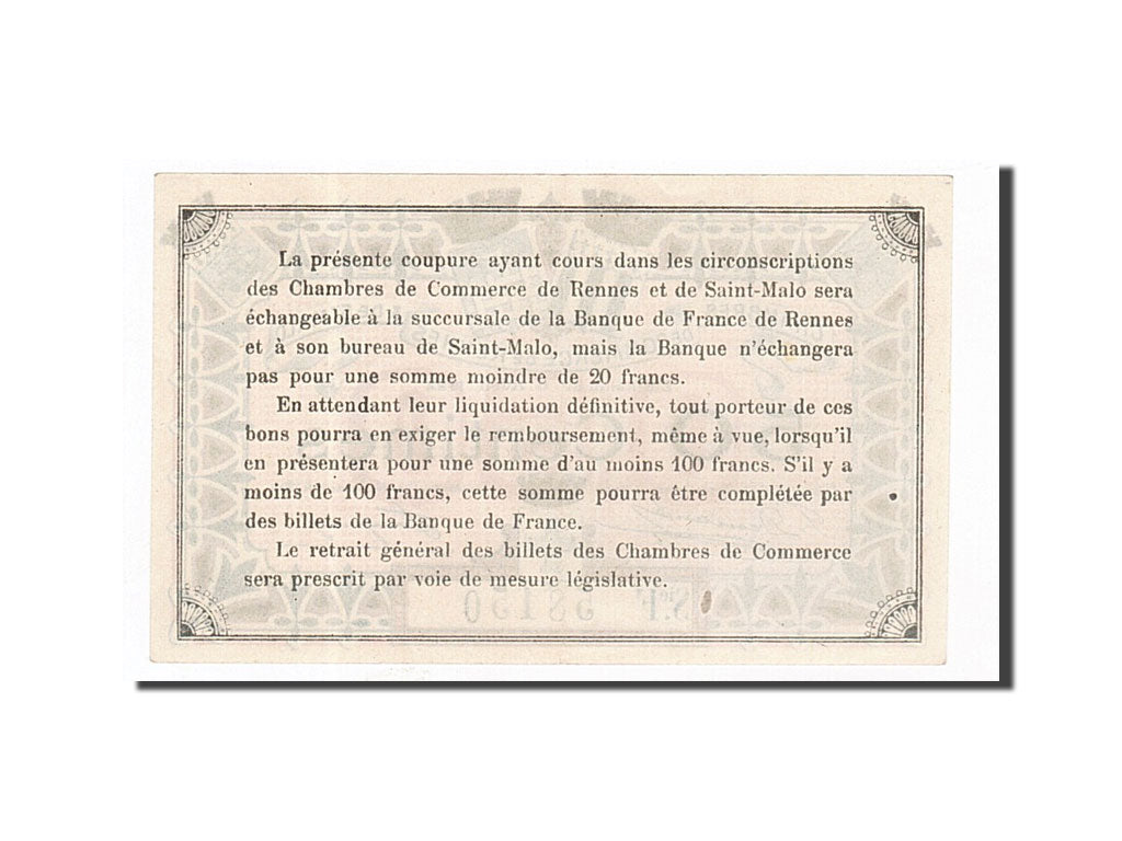 Banknote, Pirot:105-23, 50 Centimes, 1922, France, UNC(60-62), Rennes et