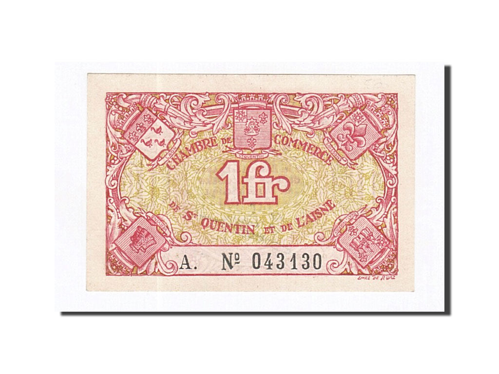 Banknote, Pirot:116-3, 1 Franc, France, UNC(63), Saint-Quentin