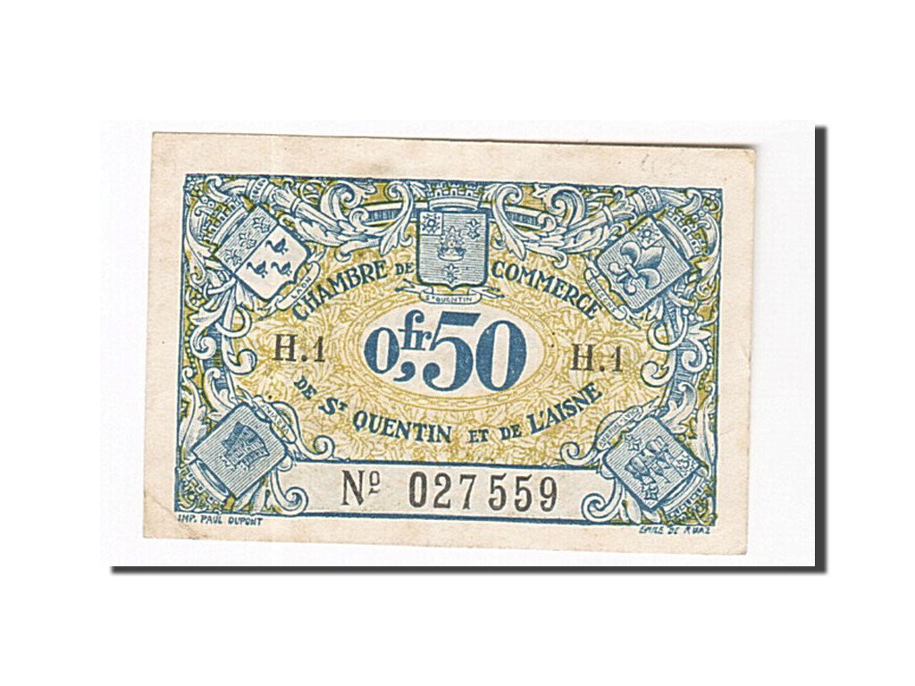Geldschein, Frankreich, Saint-Quentin, 50 Centimes, SS, Pirot:116-1