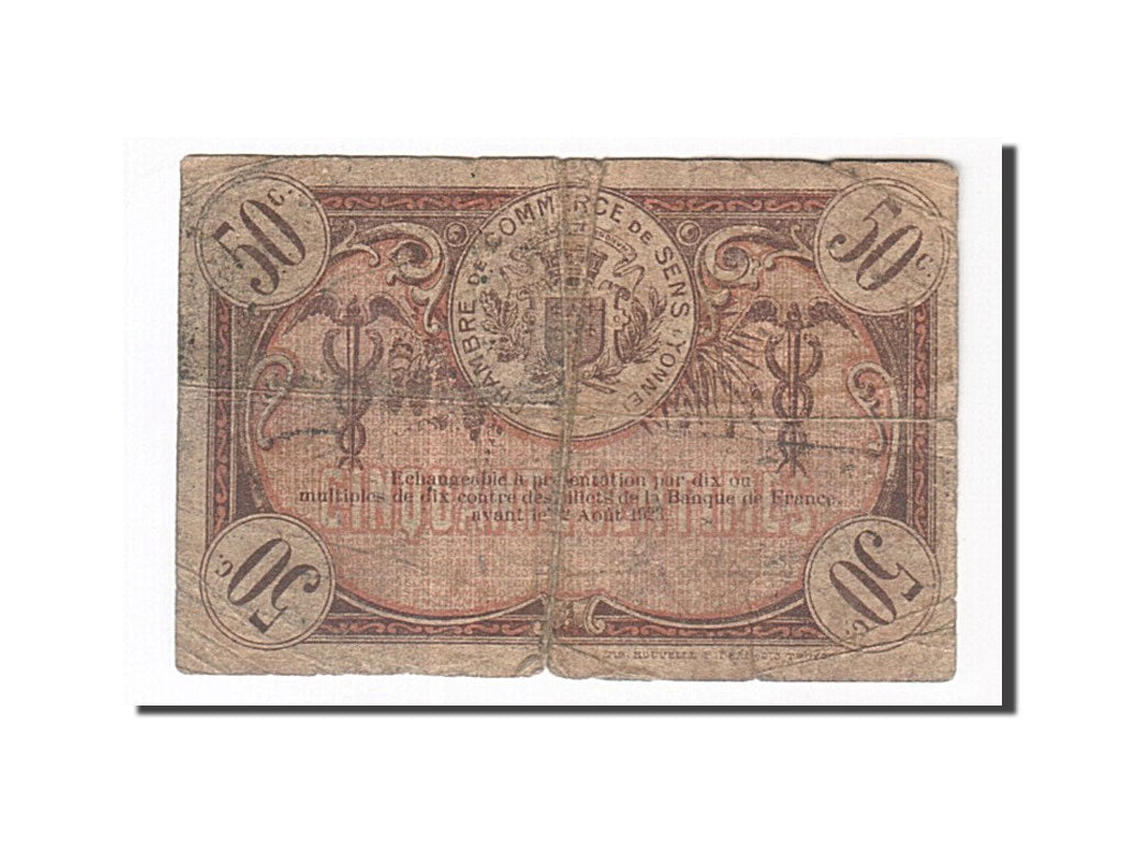 Geldschein, Frankreich, Sens, 50 Centimes, 1920, SGE, Pirot:118-10