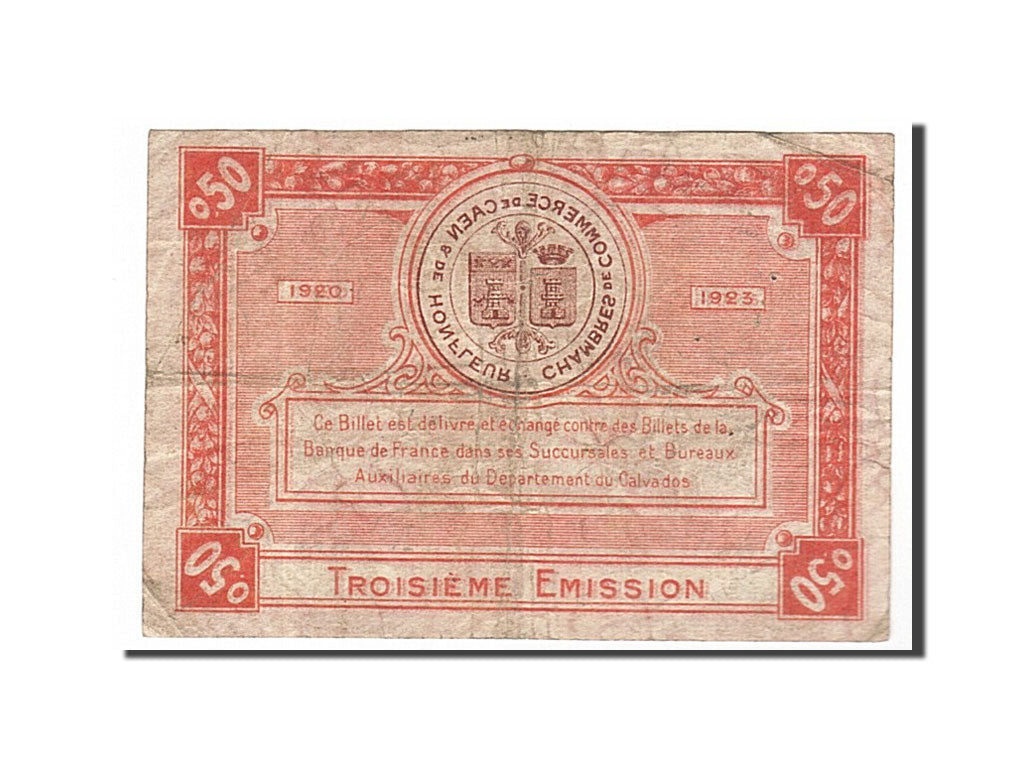 Banknote, Pirot:34-16, 50 Centimes, France, VF(20-25), Caen et Honfleur