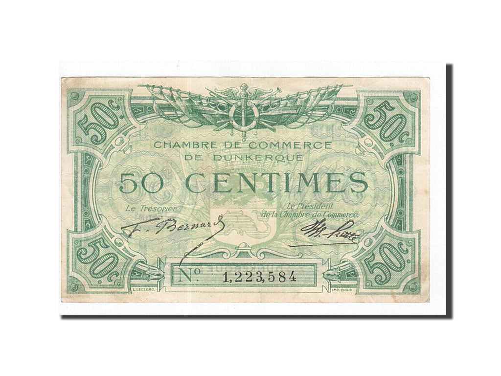 Geldschein, Frankreich, Dunkerque, 50 Centimes, SS+, Pirot:54-1