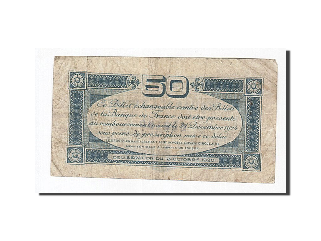 Billete, 50 Centimes, Pirot:122-39, 1920, Francia, BC+, Toulouse