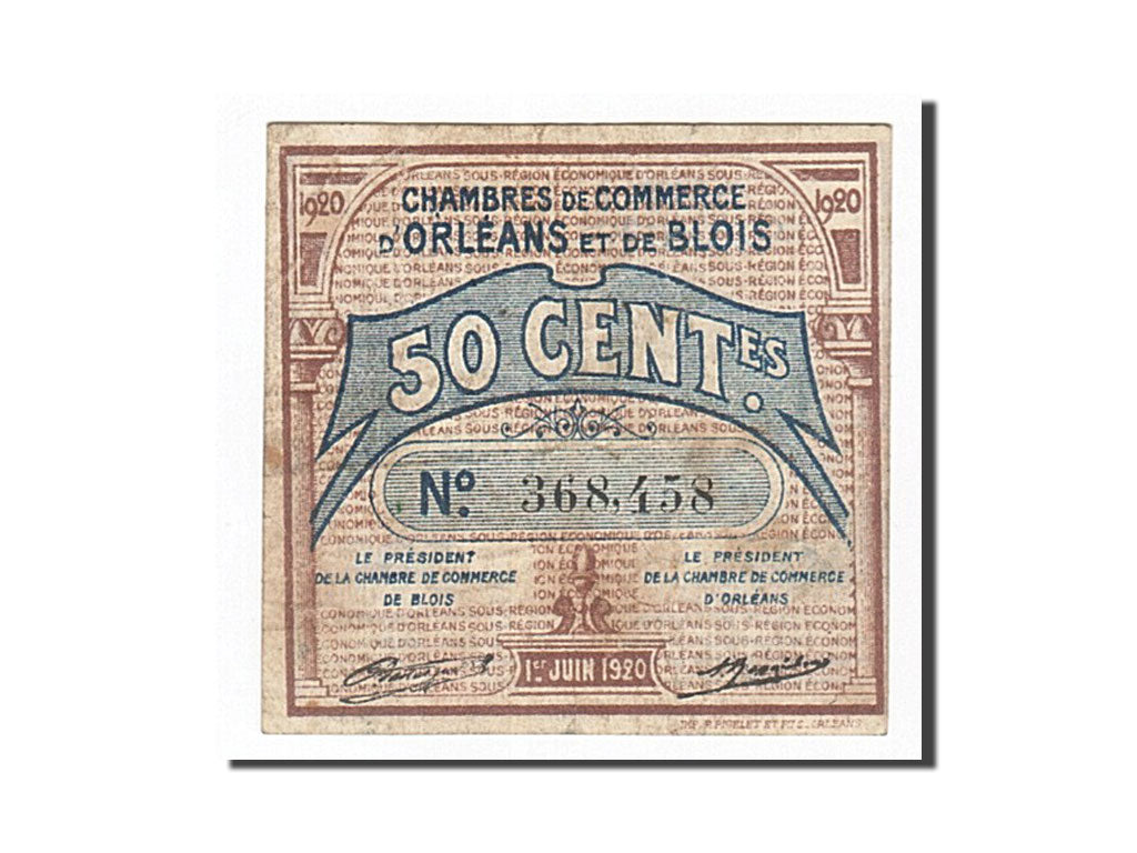 Billete, 50 Centimes, Pirot:95-1, 1920, Francia, BC+, Orléans et Blois