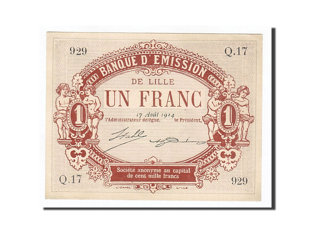 Geldschein, Frankreich, Lille, 1 Franc, 1914, VZ, Pirot:59-1589