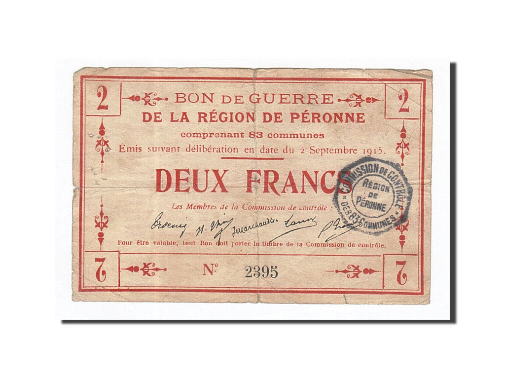 Biljet, Pirot:80-415, 2 Francs, 1915, Frankrijk, TB, Peronne