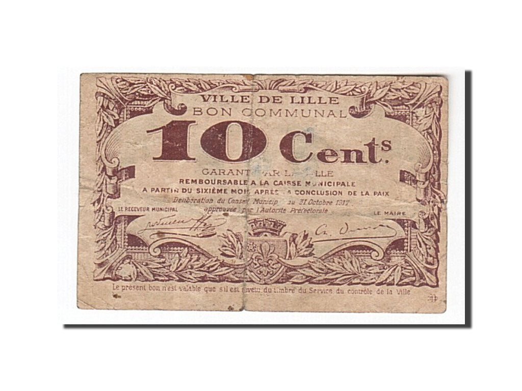Biljet, Pirot:59-1632, 10 Centimes, 1917, Frankrijk, TB+, Lille