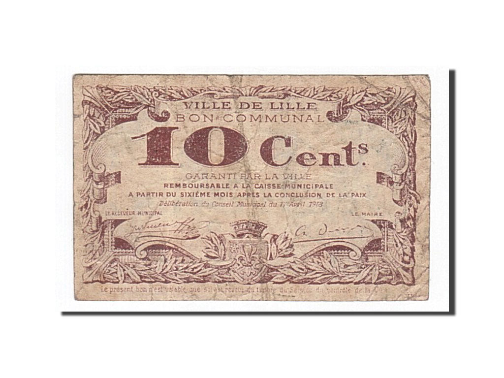 Banknote, Pirot:59-1657, 10 Centimes, 1918, France, VF(30-35), Lille