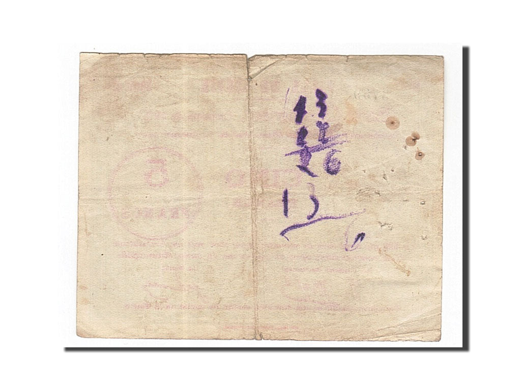 Banknote, Pirot:62-815, 5 Francs, 1915, France, VF(30-35), Liévin