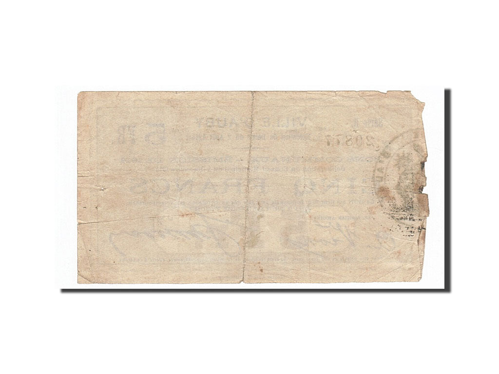 Banconote, Pirot:59-154, BB, Auby, 5 Francs, 1914, Francia