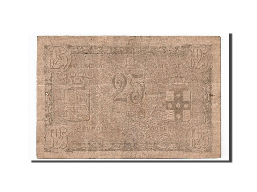 Geldschein, Frankreich, Roubaix et Tourcoing, 25 Centimes, 1916, S+