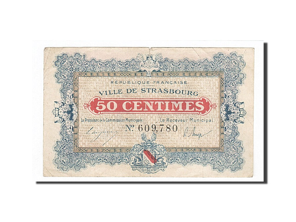 Banknote, Pirot:133-1, 50 Centimes, 1918, France, EF(40-45), Strasbourg