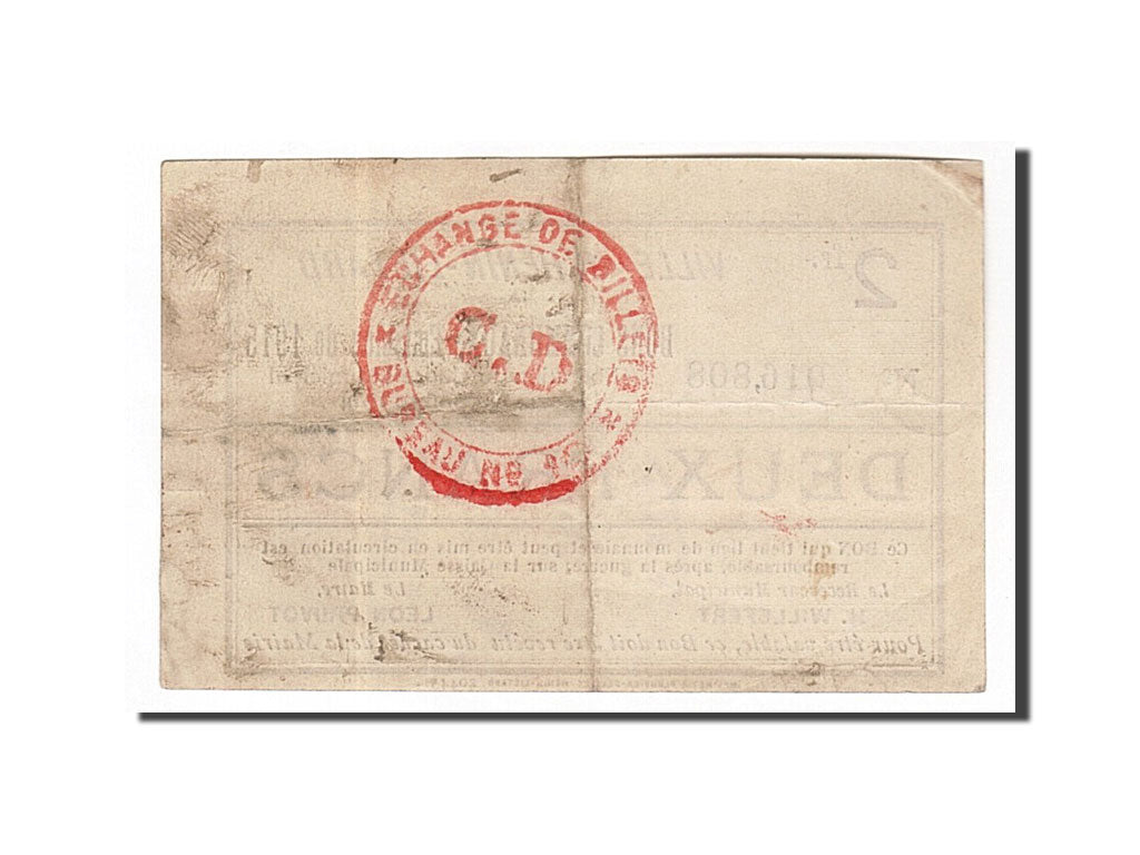 Banconote, Pirot:62-718, BB, Hénin-Liétard, 2 Francs, 1914, Francia