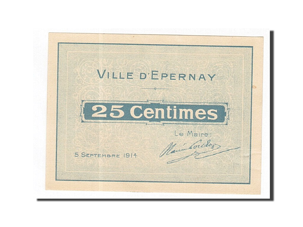 Banknote, Pirot:51-14, 25 Centimes, 1914, France, UNC(63), Epernay