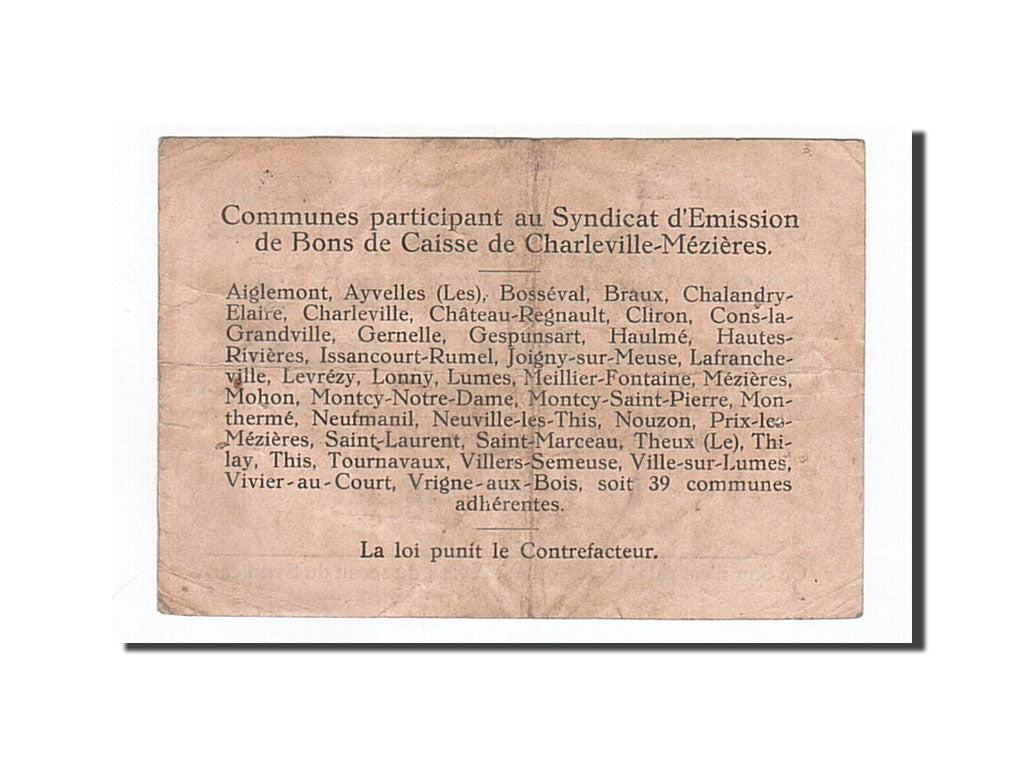 Banknote, Pirot:08-84, 2 Francs, 1916, France, EF(40-45), Charleville-Mézières