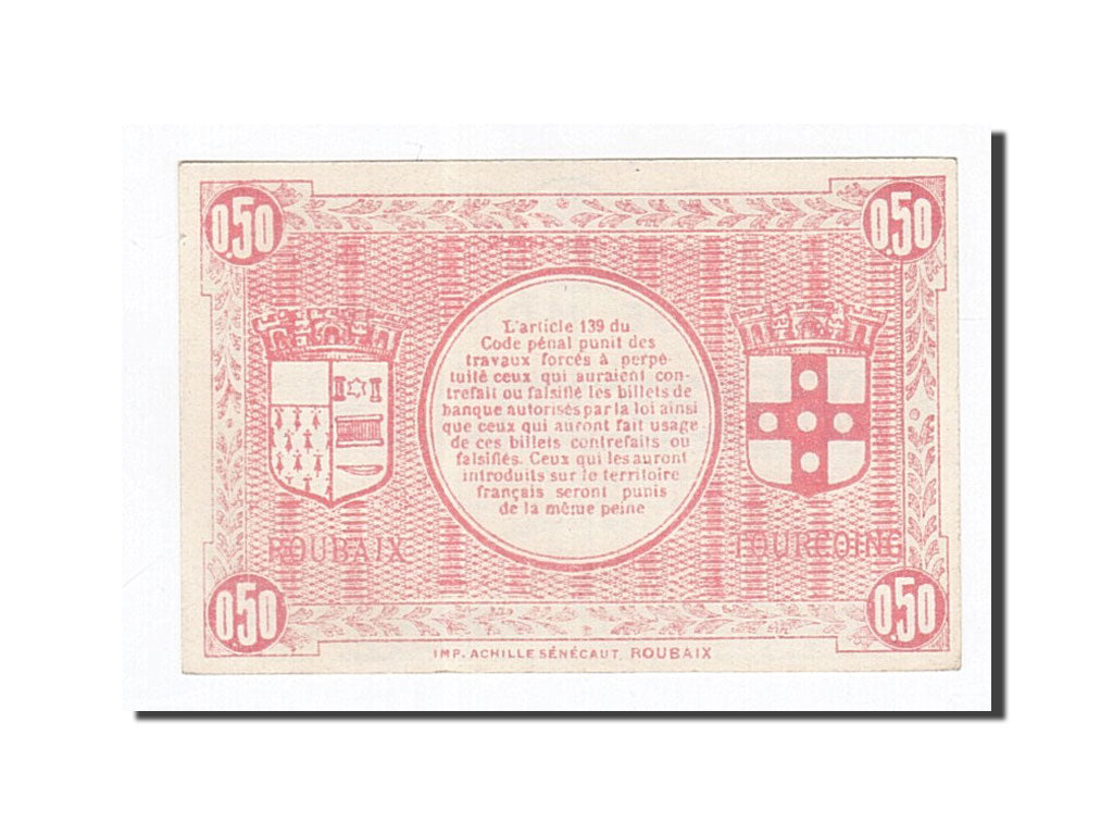 Billete, 50 Centimes, Pirot:59-2050, Francia, UNC, Roubaix et Tourcoing