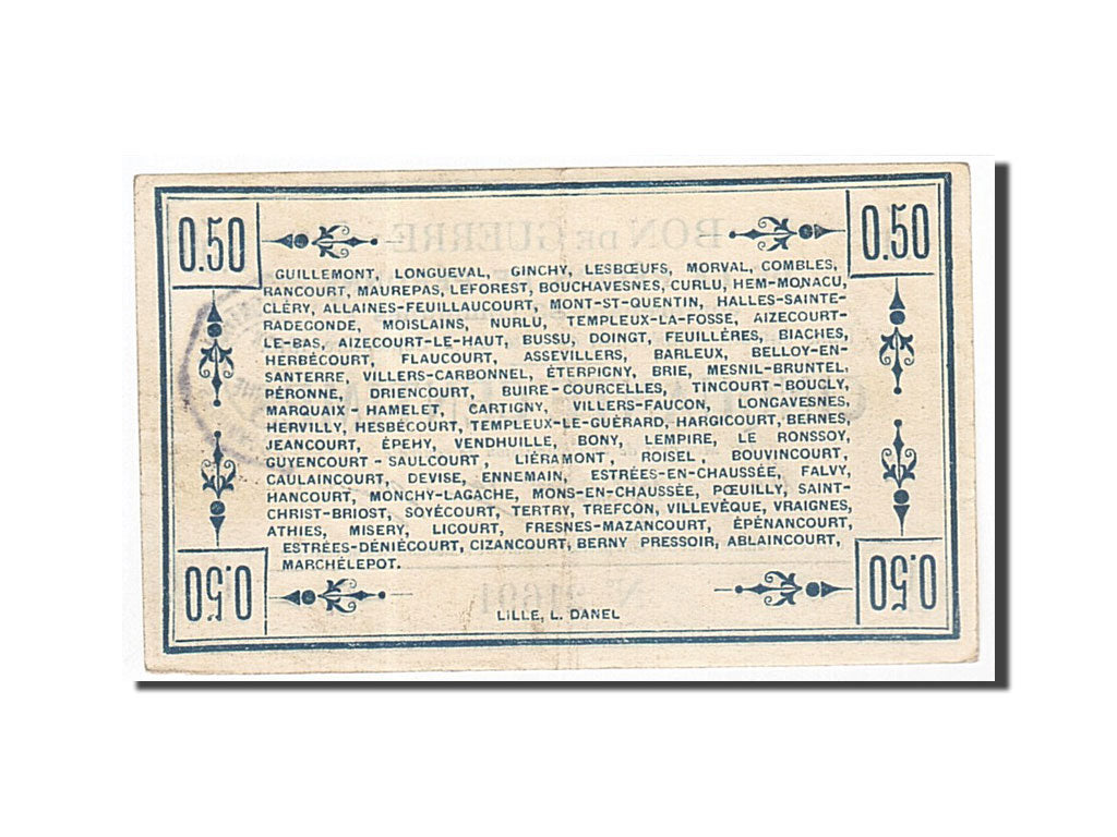 Billete, 50 Centimes, Pirot:80-413, 1915, Francia, EBC+, Peronne