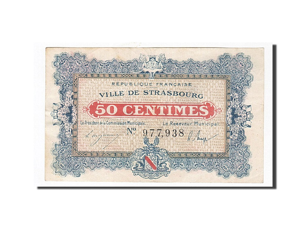 Billete, 50 Centimes, Pirot:133-1, 1918, Francia, MBC+, Strasbourg