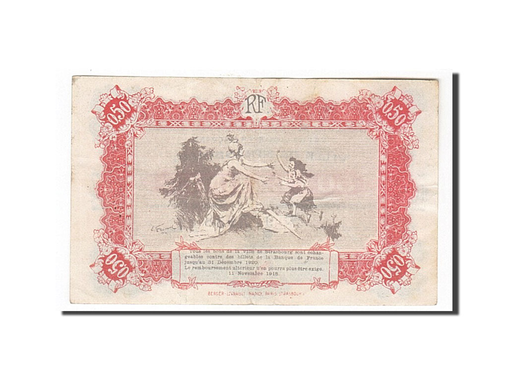 Billete, 50 Centimes, Pirot:133-1, 1918, Francia, MBC+, Strasbourg