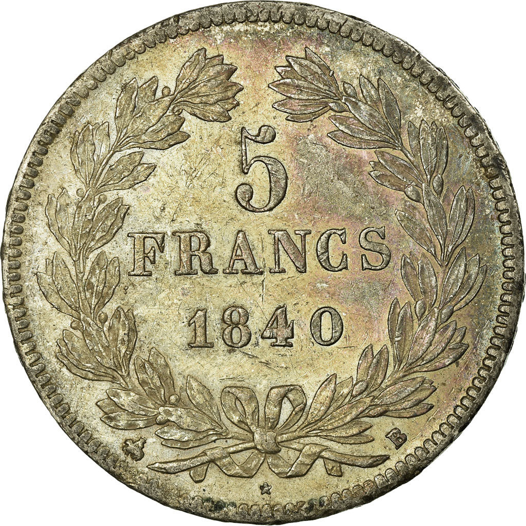 Coin, France, Louis-Philippe, 5 Francs, 1840, Rouen, AU(50-53), Silver