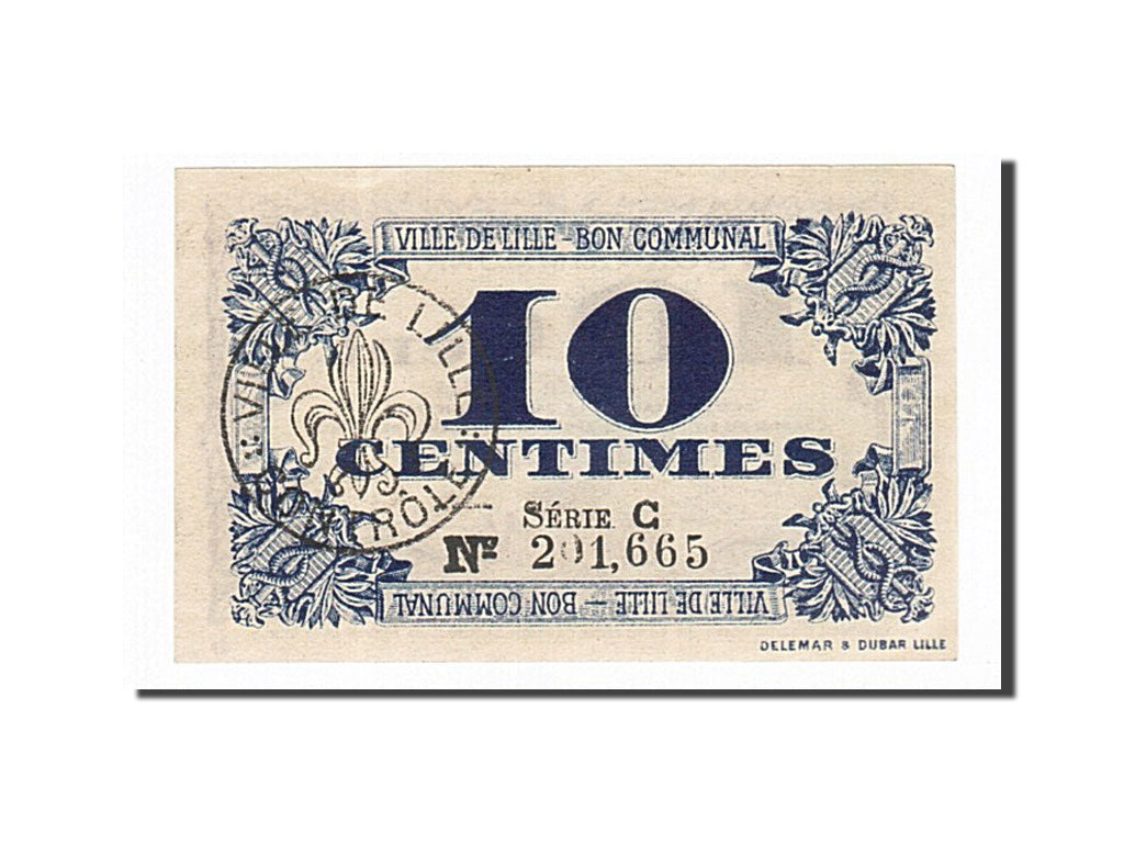 Billete, 10 Centimes, Pirot:59-1632, 1917, Francia, SC, Lille