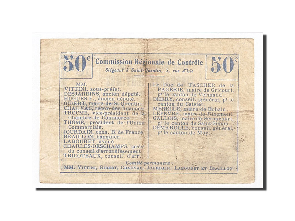 Billet, France, Beaurevoir, 50 Centimes, TTB, Pirot:02-154
