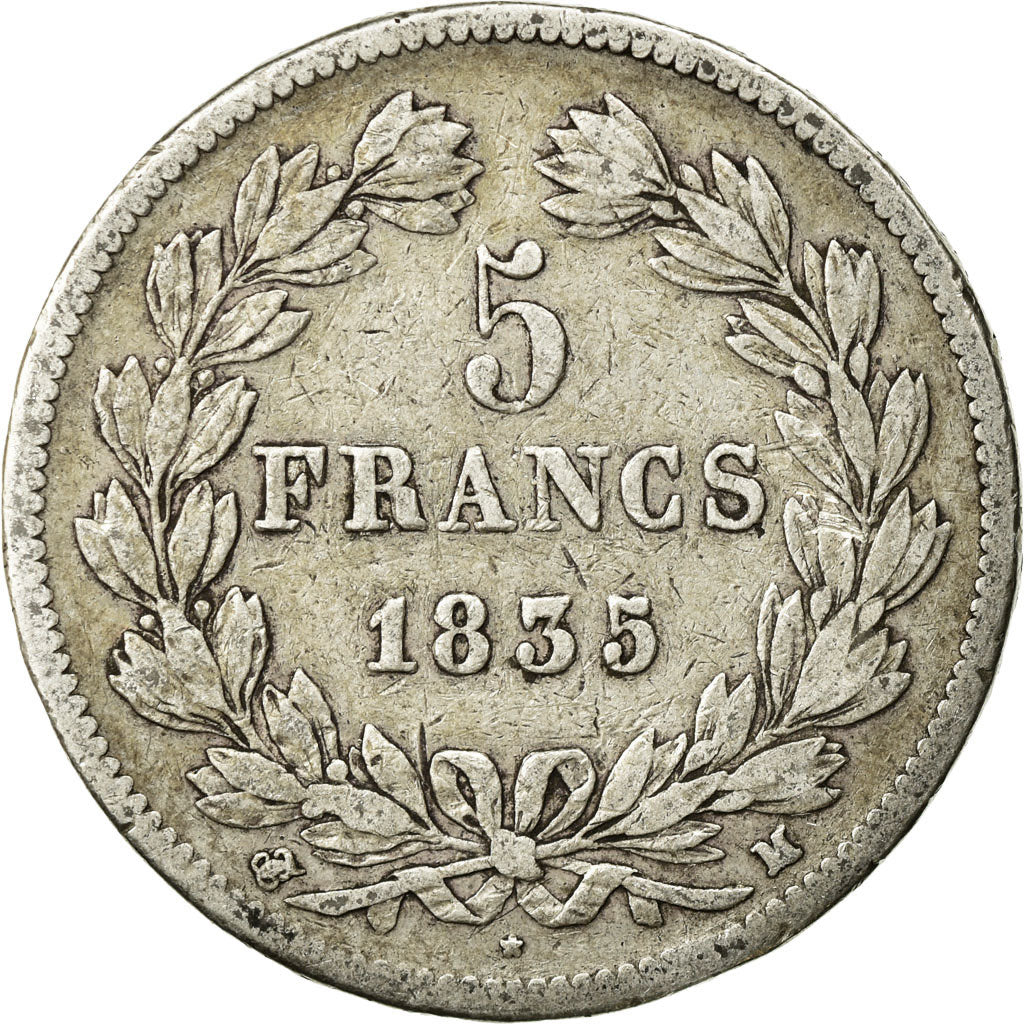 Coin, France, Louis-Philippe, 5 Francs, 1835, Toulouse, VF(20-25), Silver