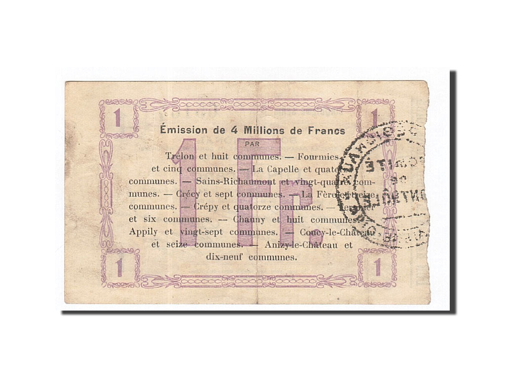 Banknote, Pirot:59-1111, 1 Franc, 1915, France, EF(40-45), Fourmies