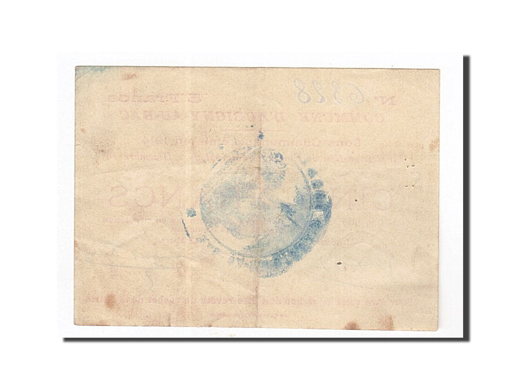 Banconote, Pirot:59-147, BB+, Aubigny-au-Bac, 5 Francs, 1914, Francia