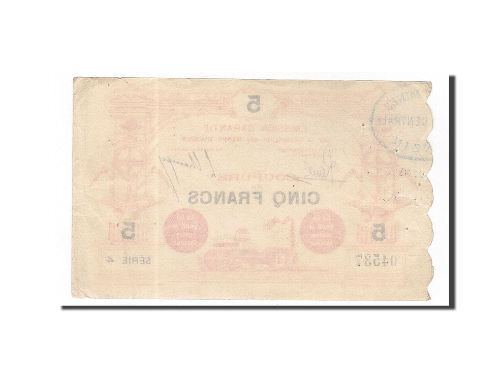 Geldschein, Frankreich, Anzin, 5 Francs, 1915, VZ, Pirot:59-95