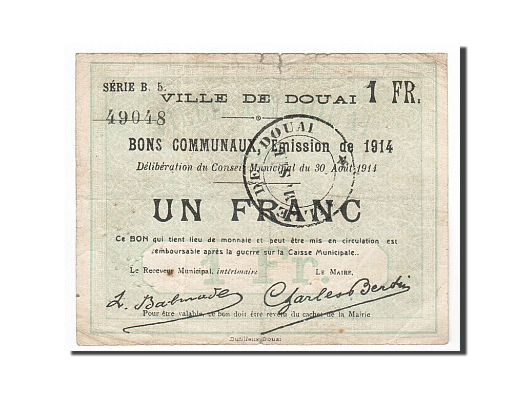 Billet, France, Douai, 1 Franc, 1914, TTB, Pirot:59-723