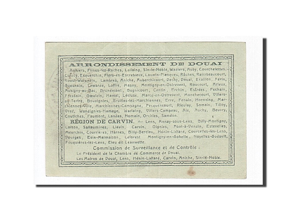 Banconote, Pirot:59-740, SPL, Douai, 1 Franc, 1916, Francia