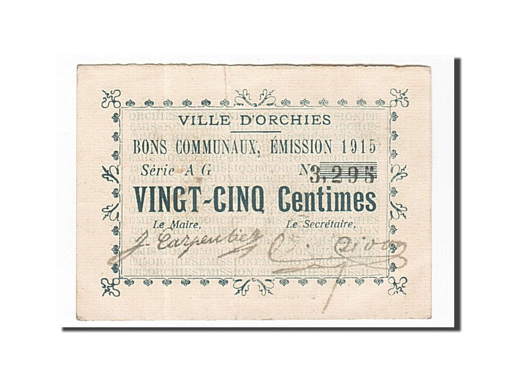 Biljet, Pirot:59-1896, 25 Centimes, 1915, Frankrijk, SUP, Orchies