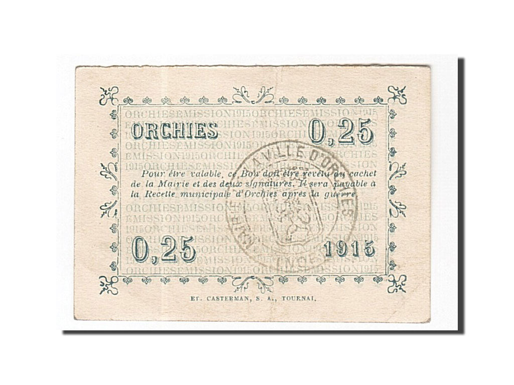 Biljet, Pirot:59-1896, 25 Centimes, 1915, Frankrijk, SUP, Orchies